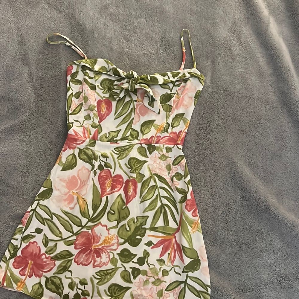 Reformation Floral Mini Dress - Green and Pink